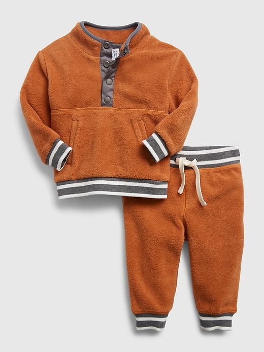 1 of 8 showing, with the color rusty of product Baby Sherpa Outfit Set