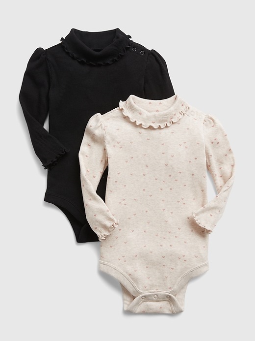 Image number 1 showing, Baby Ribbed-Knit Turtleneck Bodysuit (2-Pack)