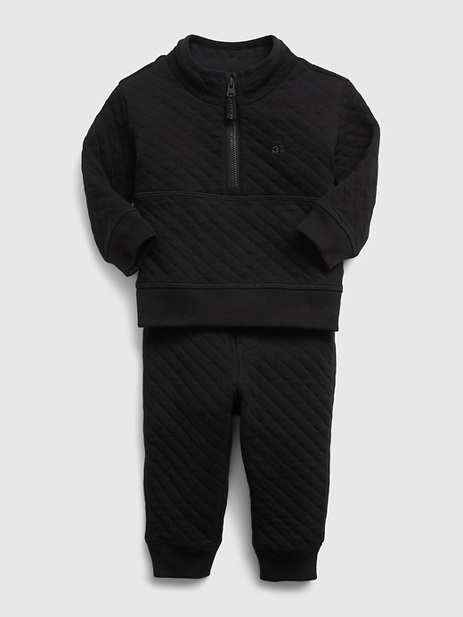 Image number 3 showing, Baby Quilted Half-Zip Outfit Set