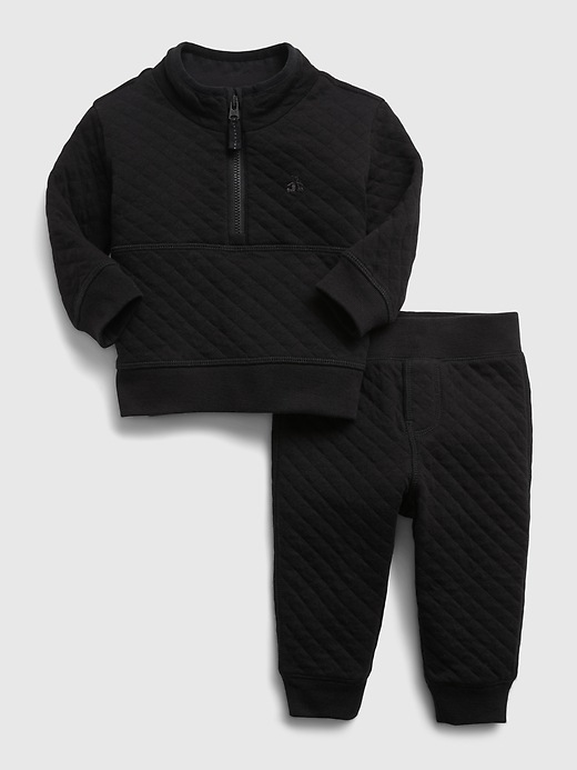 Image number 1 showing, Baby Quilted Half-Zip Outfit Set