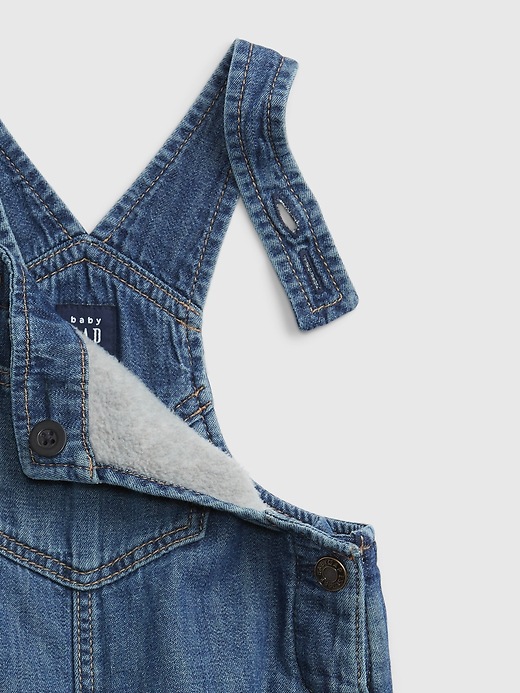 Image number 3 showing, Baby Lined Denim Overalls