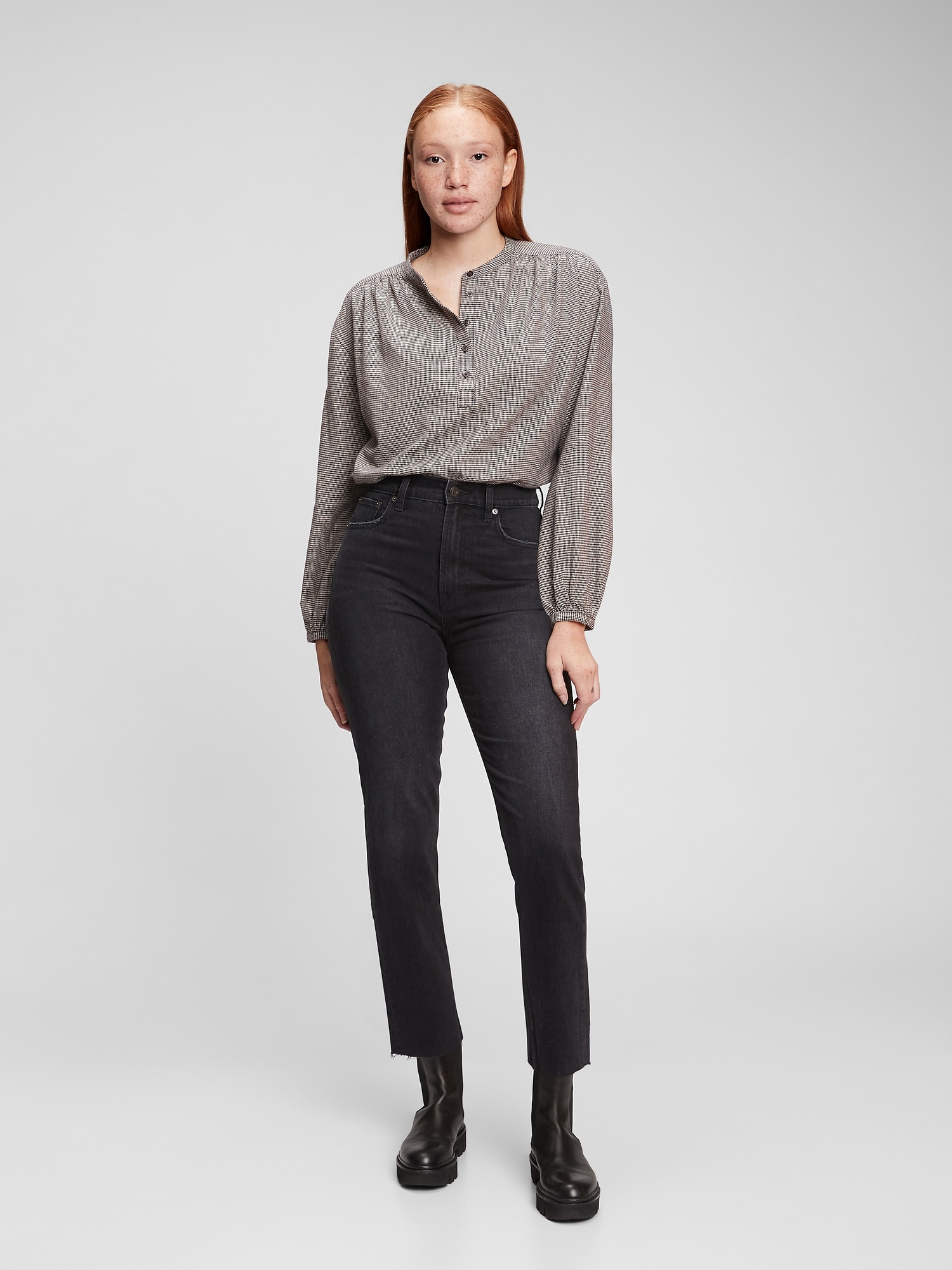 Shirred Henley Top Gap