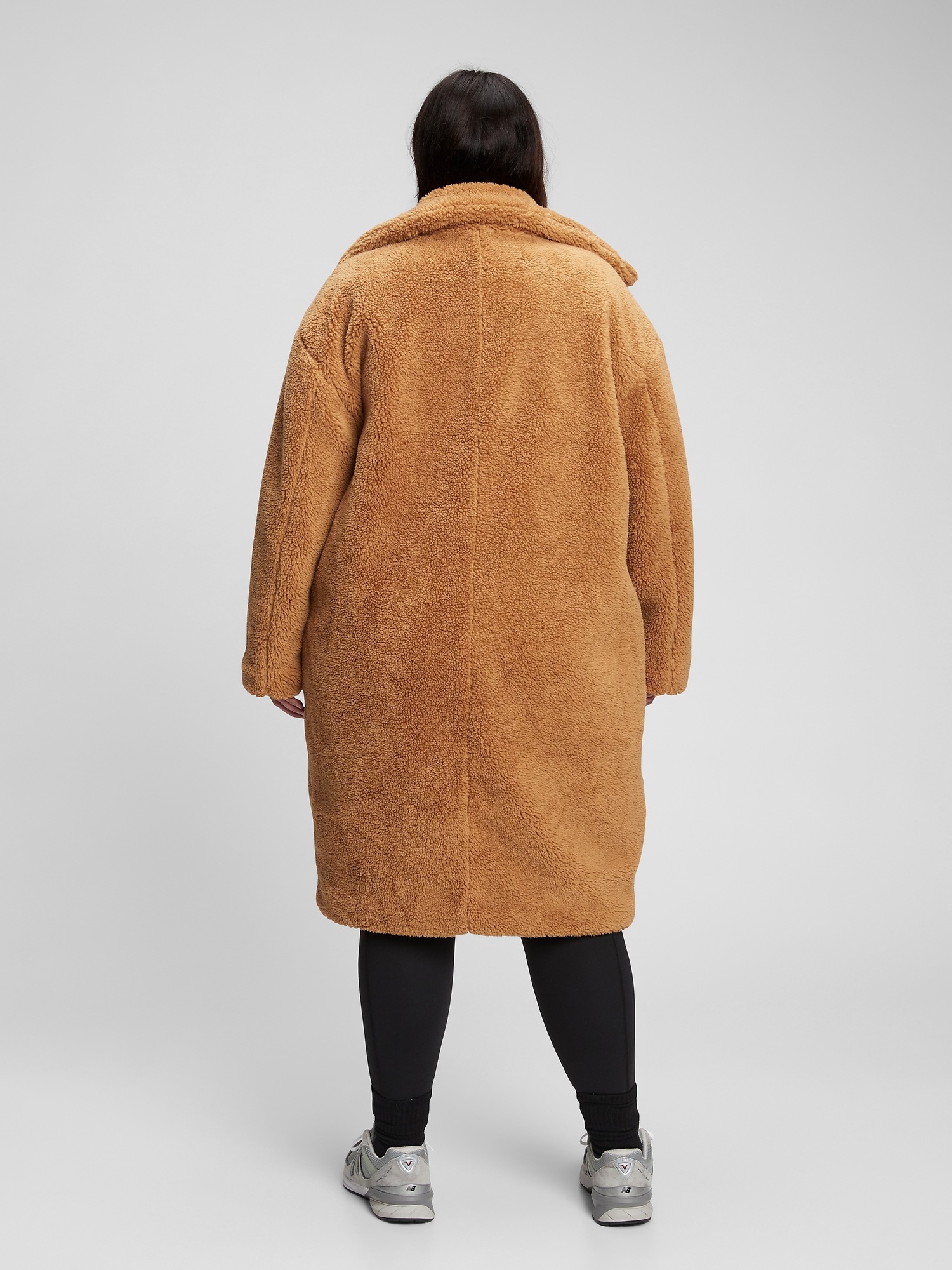 long sherpa coat with hood