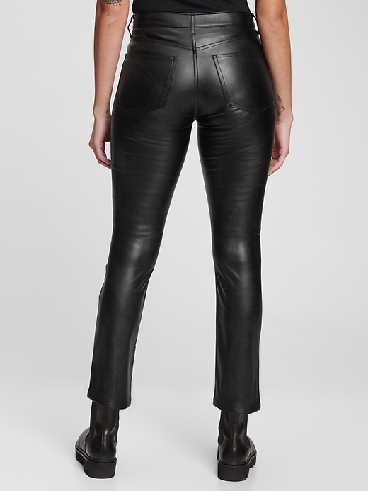 Image number 2 showing, High Rise Vintage Slim Vegan Leather Pants