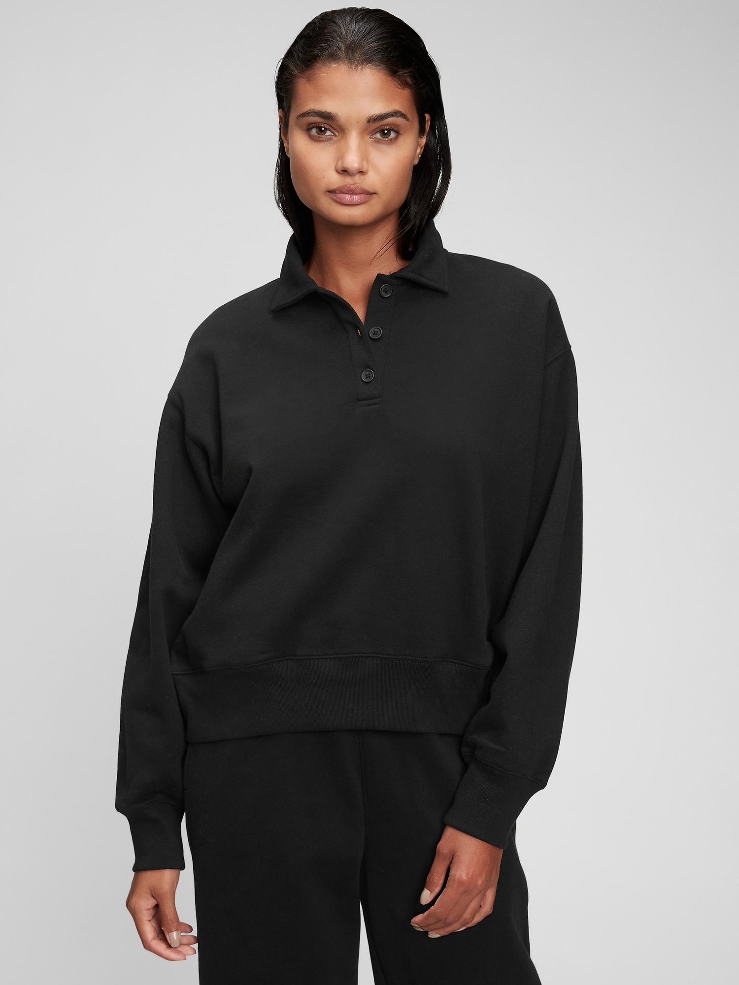 Vintage Soft Henley Collar Sweatshirt Gap