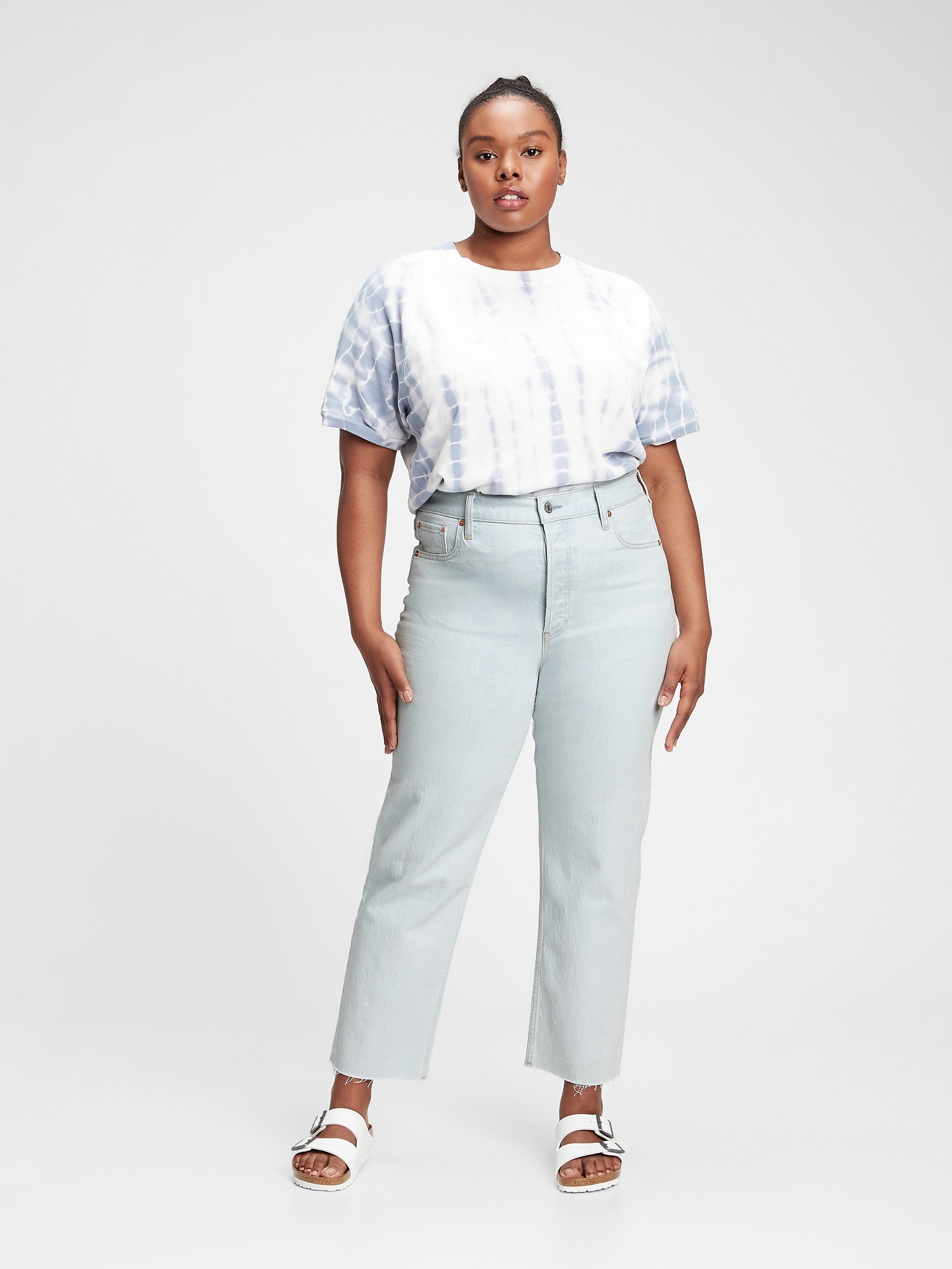 high rise cheeky straight jeans