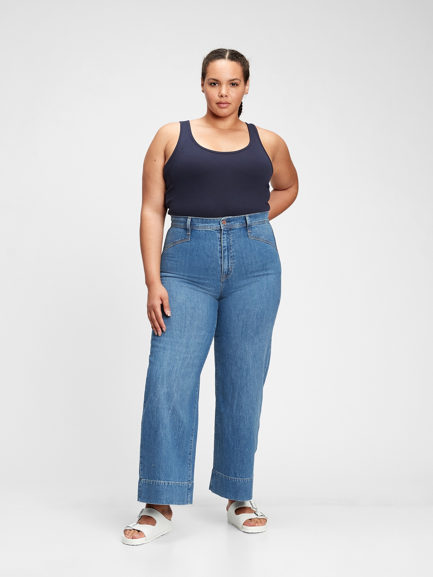 high waist plain flared jeans