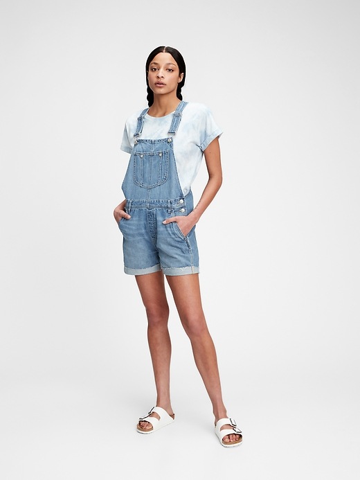 1 of 8 showing, with the color light indigo of product Denim Shortalls with Washwell™