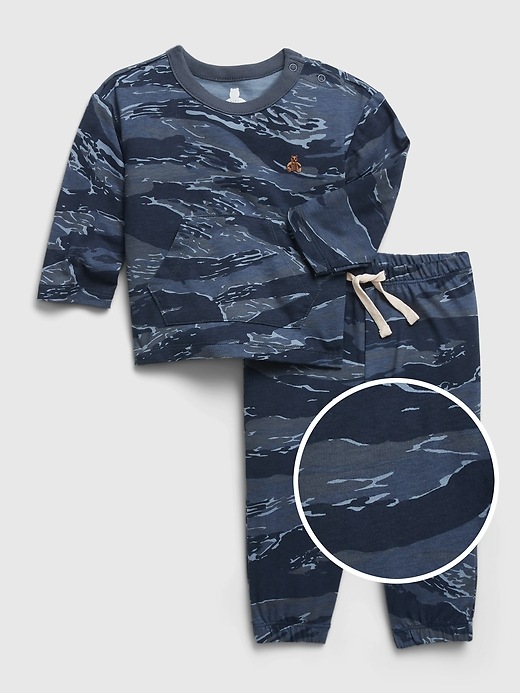 1 of 8 showing, with the color blue combo of product Baby 100% Organic Cotton Mix and Match Outfit Set