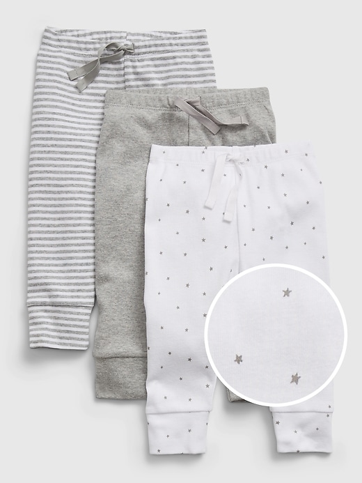 1 of 8 showing, with the color grey heather of product Baby First Favorites Organic Cotton Pull-On Pants (3-Pack)