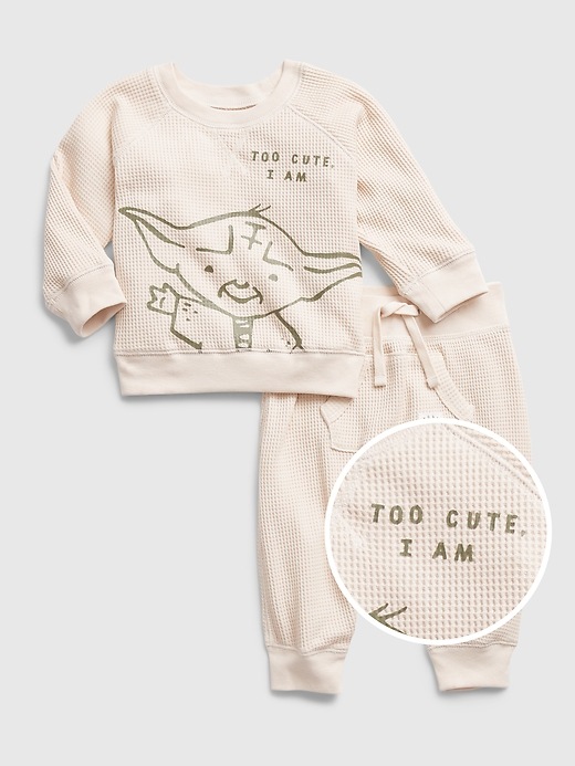 1 of 8 showing, with the color stone of product babyGap &#124 Star Wars™ Waffle-Knit Outfit Set