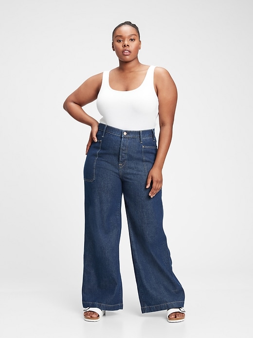 Image number 5 showing, Gap & Jean ReDesign Sky High Wide Leg Trouser Jean With Washwell&#153