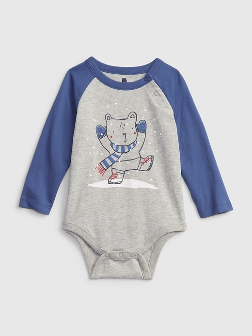 Image number 1 showing, Baby 100% Organic Cotton Mix and Match Raglan Graphic Bodysuit