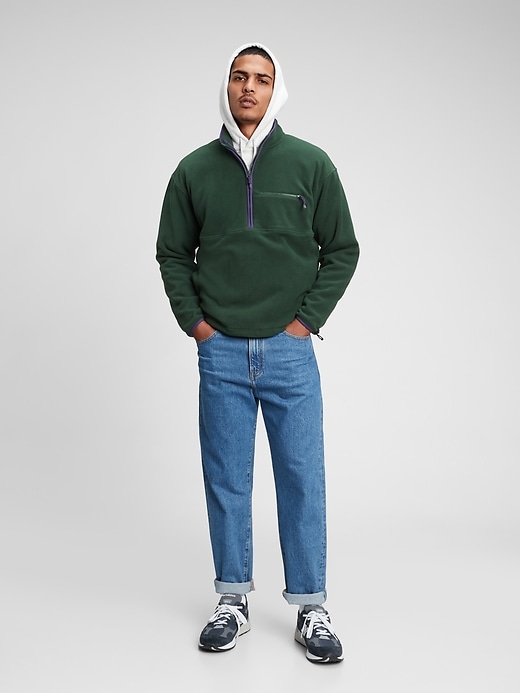 1 of 8 showing, with the color deep forest green of product 100% Recycled Polyester Half-Zip Arctic Fleece Sweatshirt