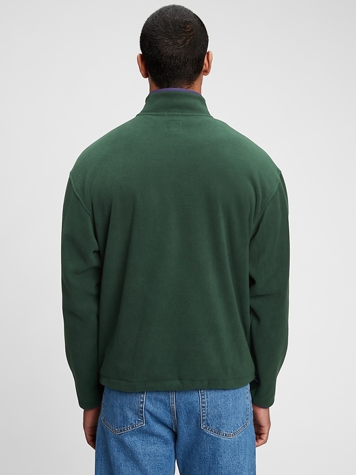 2 of 8 showing, with the color deep forest green of product 100% Recycled Polyester Half-Zip Arctic Fleece Sweatshirt