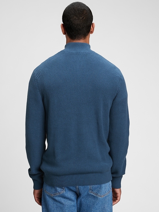 2 of 8 showing, with the color ibiza sea of product Half-Zip Ribbed Sweater