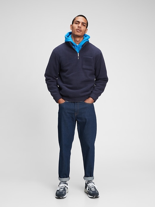 View large product image 1 of 1. 100% Recycled Polyester Sherpa Half-Zip Sweatshirt