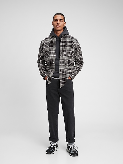 1 of 8 showing, with the color gray plaid of product 100% Organic Cotton Midweight Flannel Shirt