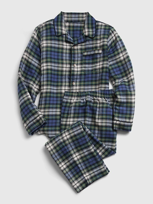 View large product image 1 of 1. Kids 100% Recycled Polyester Plaid Print PJ Set