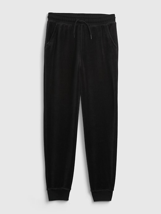 1 of 8 showing, with the color true black of product Kids Velour Pull-On Joggers