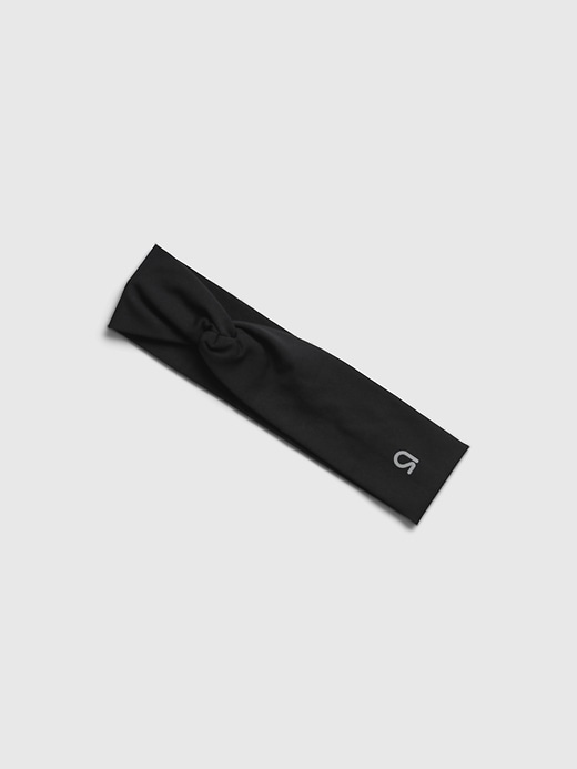 1 of 8 showing, with the color true black of product GapFit Twist-Front Headband