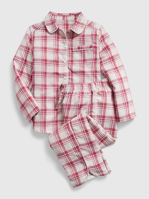 Image number 1 showing, Kids 100% Recycled Plaid Print PJ Set