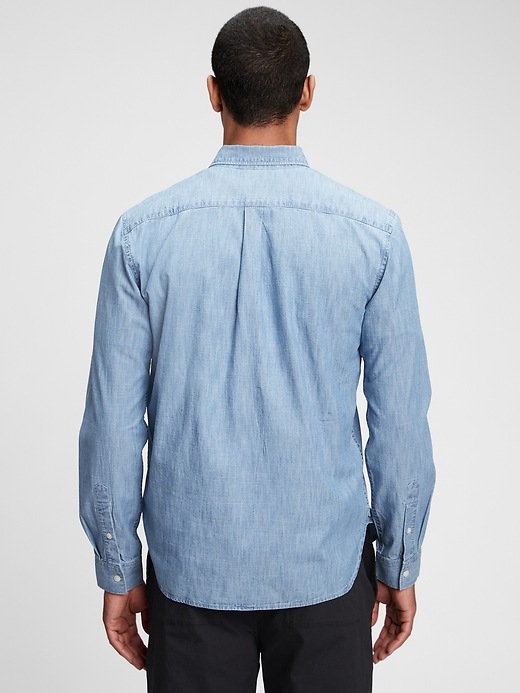 Vintage 90's Gap Chambray Shirt. Men's Chambray Tunic. Blue