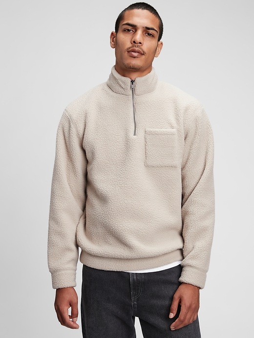 Image number 1 showing, 100% Recycled Polyester Sherpa Half-Zip Sweatshirt