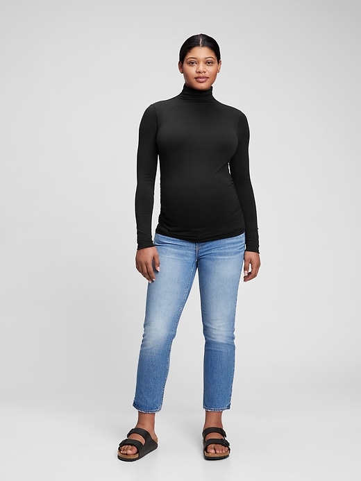 1 of 8 showing, with the color true black of product Maternity Funnel-Neck T-Shirt