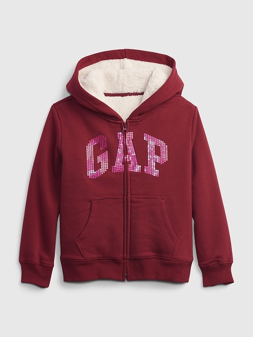 View large product image 1 of 1. Kids Cozy Sherpa Lined Gap Logo Hoodie