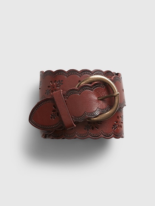 Image number 1 showing, Scalloped Leather Belt