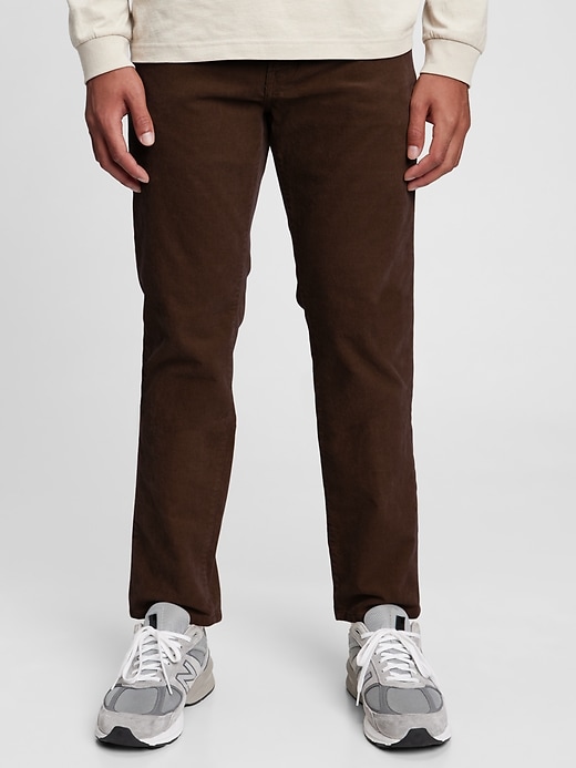1 of 8 showing, with the color new montana brown of product Corduroy Slim Straight Pants