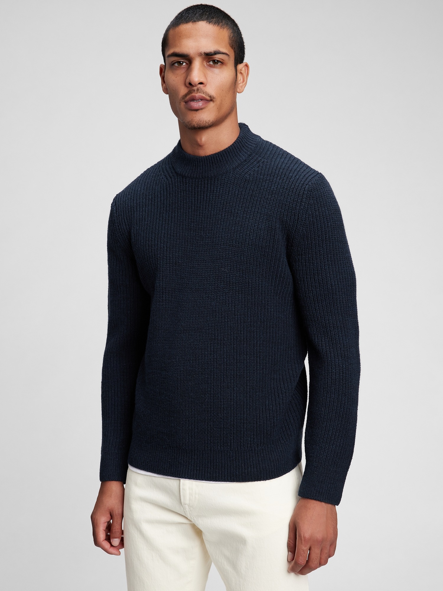 Merino Shaker-Stitch Mockneck Sweater | Gap