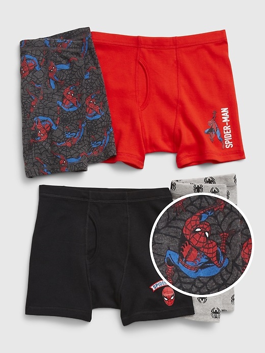 Image number 1 showing, GapKids &#124 Marvel Spider-Man 100% Organic Cotton Boxer Briefs