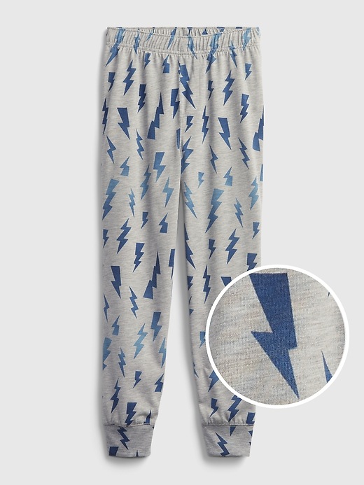 1 of 8 showing, with the color light heather gray of product Kids 100% Recycled Graphic Print PJ Joggers