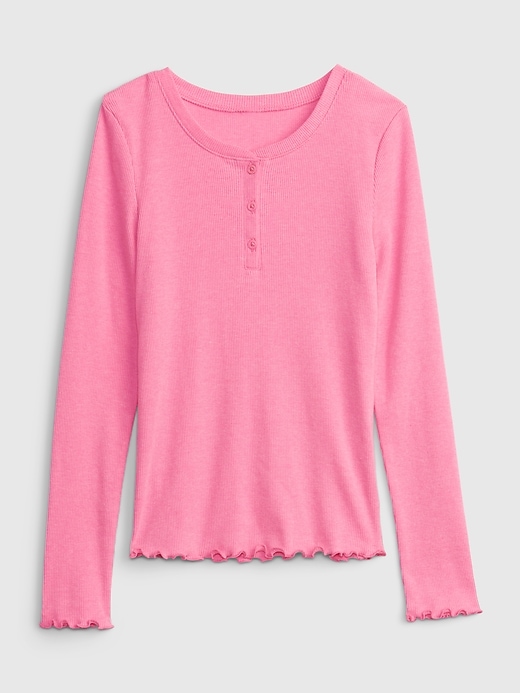 1 of 8 showing, with the color sizzling fuchsia neon of product Kids Scoop Neck Henley T-Shirt