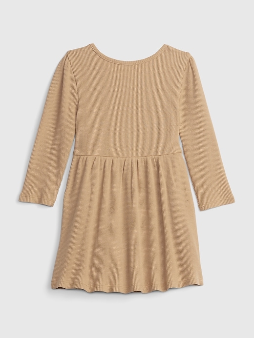 2 of 8 showing, with the color deerfield brown of product Toddler Waffle-Knit Button Dress