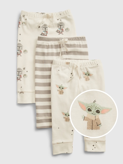 1 of 8 showing, with the color new off white of product babyGap &#124 Star Wars™ Graphic Pull-On Pants (3-Pack)