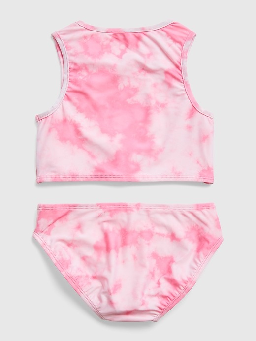 2 of 8 showing, with the color pink tie dye of product Kids Recycled Tie-Dye Crossover Tank Swim Two-Piece