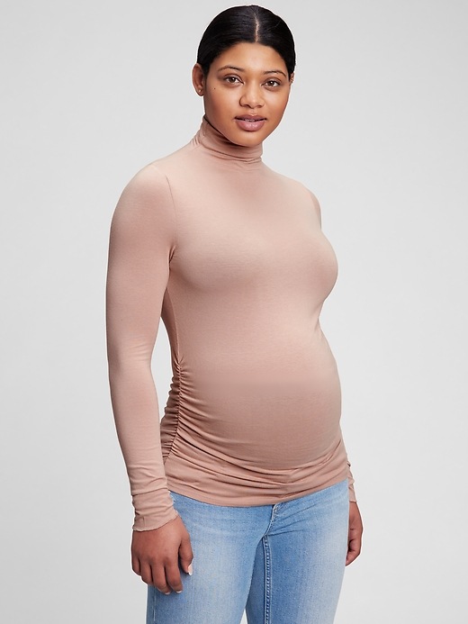 Image number 6 showing, Maternity Funnel-Neck T-Shirt