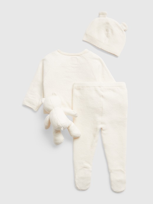 2 of 8 showing, with the color ivory frost of product Baby Sweater Outfit Set with Brannan Bear