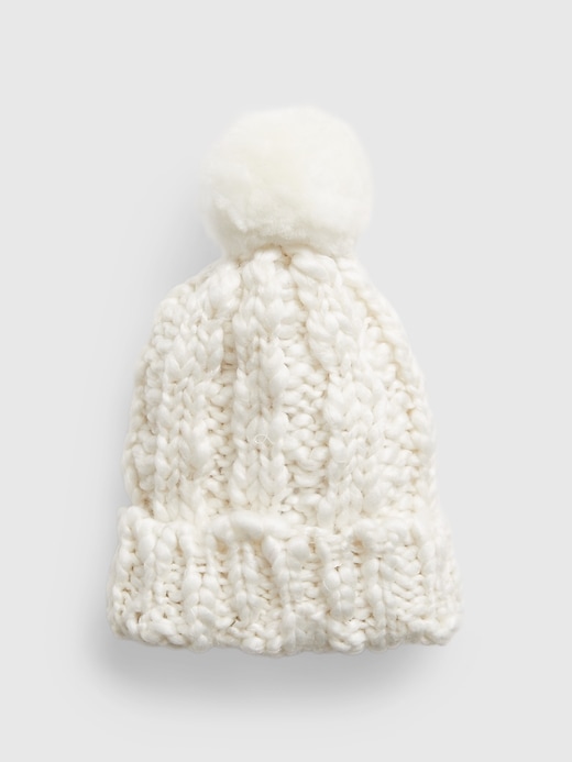 1 of 8 showing, with the color marled white of product Cable Knit Beanie