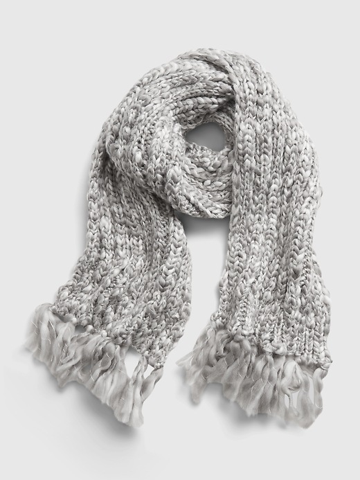 1 of 8 showing, with the color marled grey of product Cable Knit Scarf