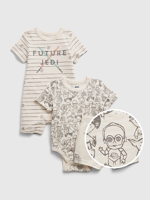 1 of 8 showing, with the color beach pebble of product Baby & Toddler Star Wars Outfit (3-Pack)