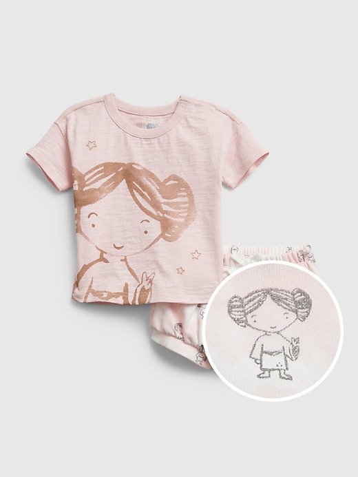 1 of 8 showing, with the color misty rose of product babyGap &#124 Star Wars™ Princess Leia Outfit Set