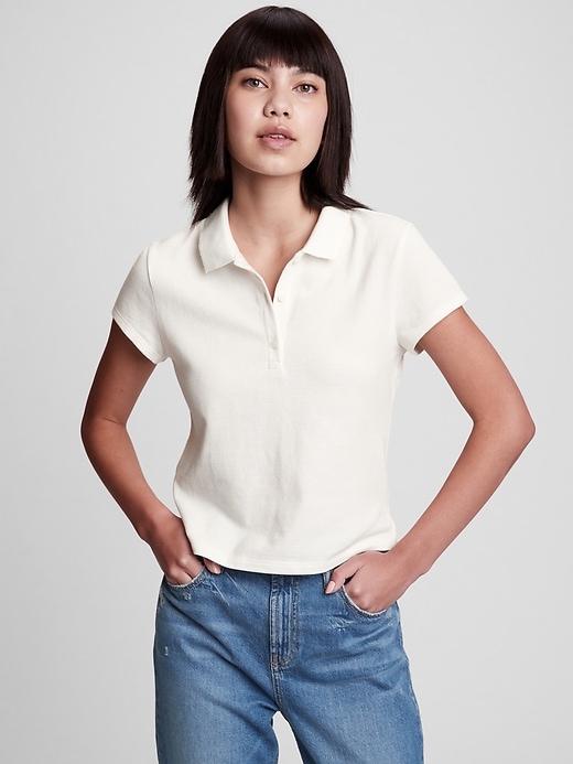 1 of 8 showing, with the color new off white of product Teen 100% Organic Cotton Shrunken Polo Shirt