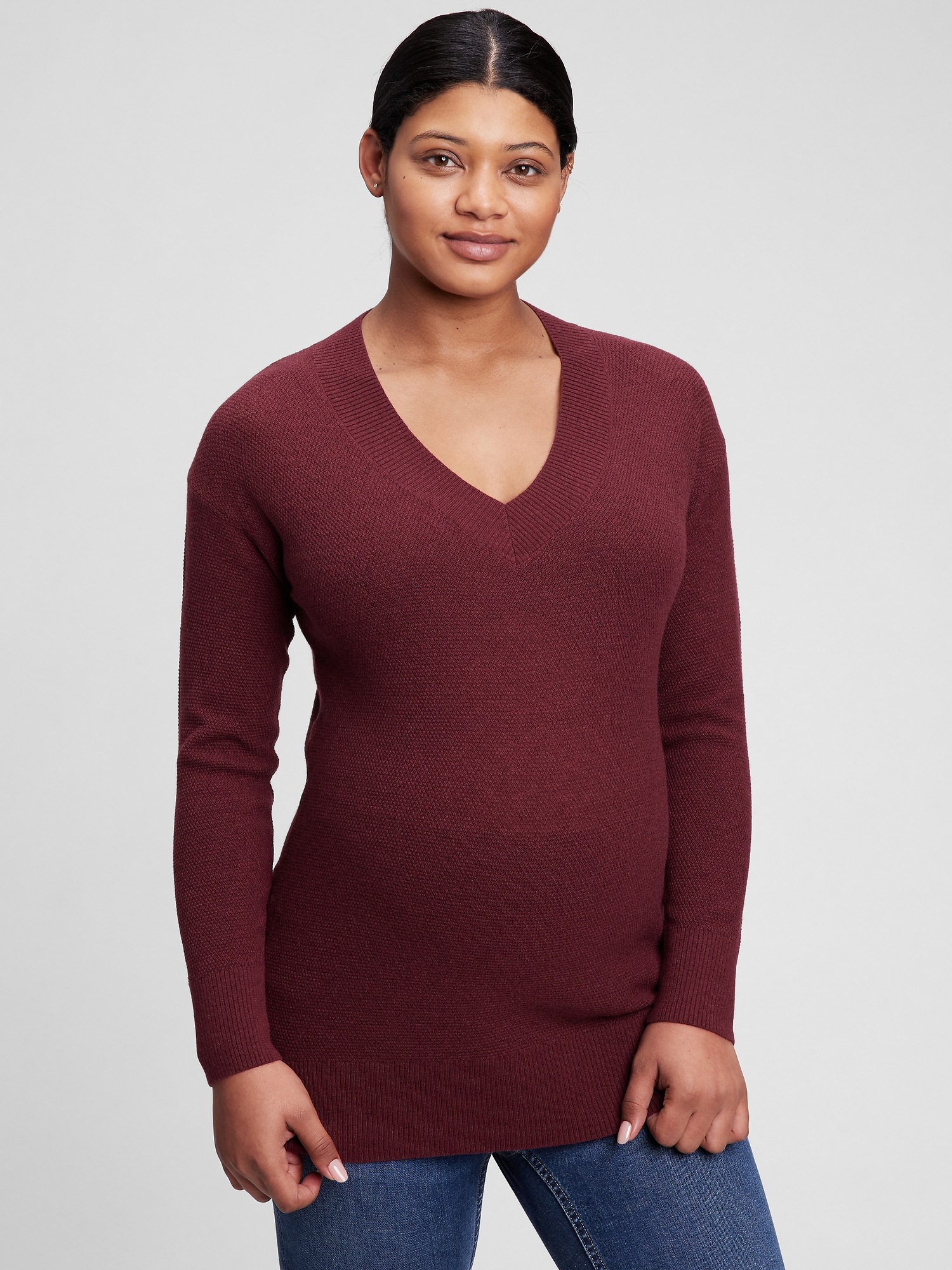 women's v neck tunic sweater