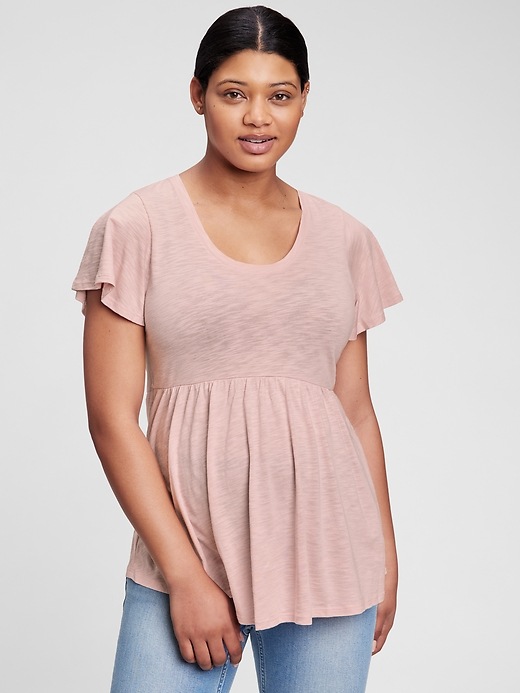 View large product image 1 of 1. Maternity Modal Flounce Top