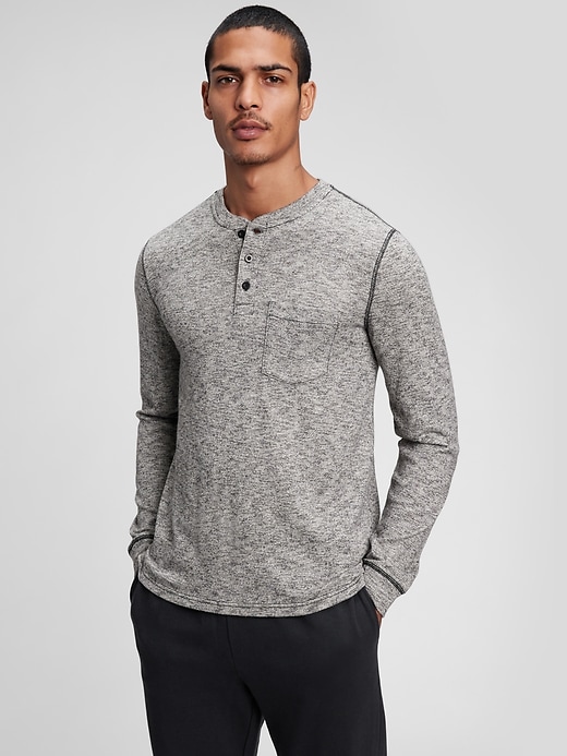 View large product image 1 of 1. Marled Henley T-Shirt