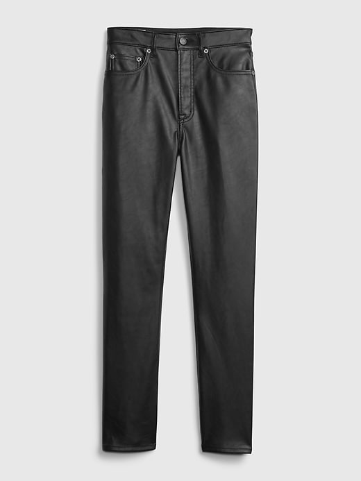 Image number 8 showing, High Rise Vintage Slim Faux Leather Jeans